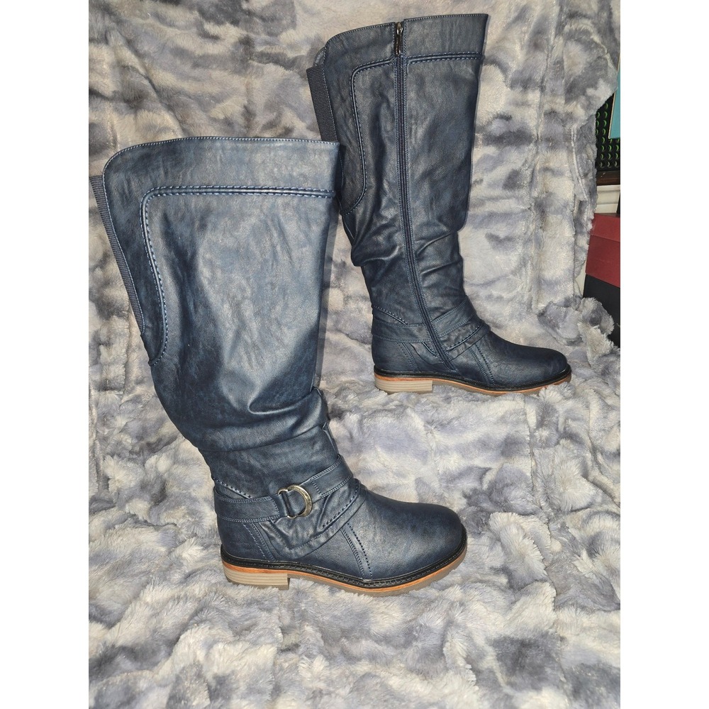 NWT Wanderlust Fiona 3 Waterproof Vegan Tall Riding Boots‎ Navy Blue Size 9.5
